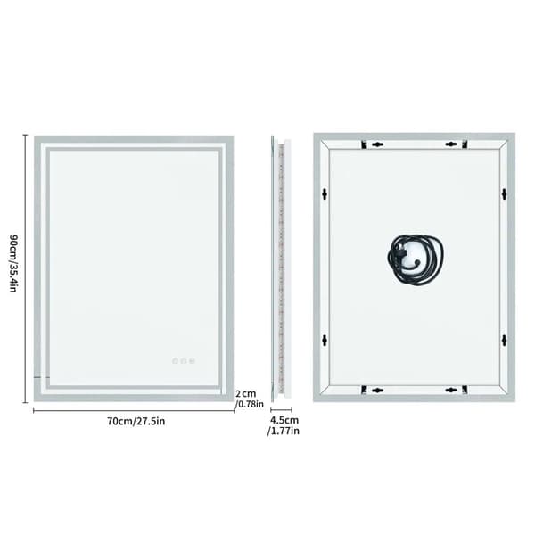 LED Badrumsspegel, Touch Sensor Kontroll, Antimoln Funktion,27,5x35,4 tum