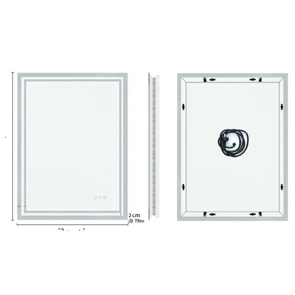LED Badeværelsesspejl, Berøringssensor Kontrol, Anti-dug Funktion,19,7x27,5 tommer