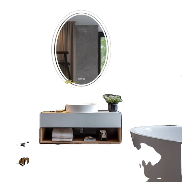 LED Badrumsspegel, Bakgrundsbelyst Design, Antimoln Funktion,24x32 tum
