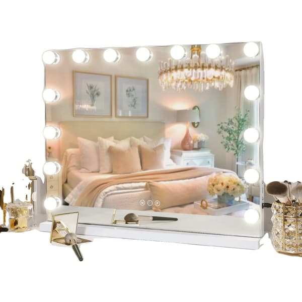 Lysende Makeup Vanity Spejl, Smart Touch Kontrol, USB Opladningsport,5846USB-Hvid