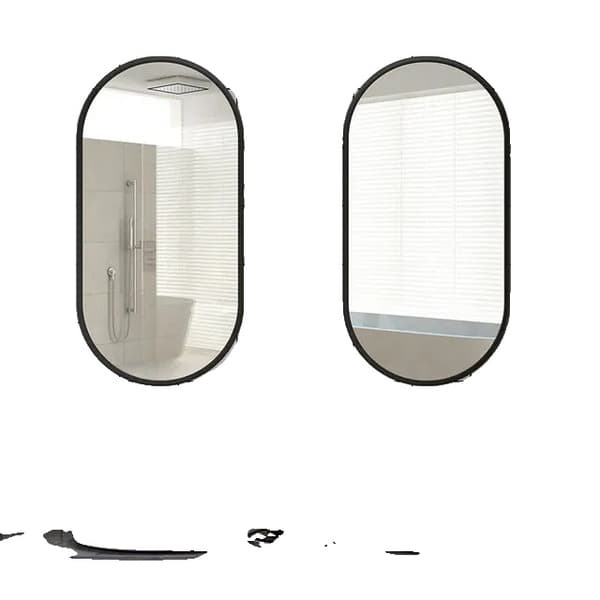 Badrumsspegel med svart metallram, modern oval design., 100x50cm (40x20 tum), 100x50cm (40x20 tum)
