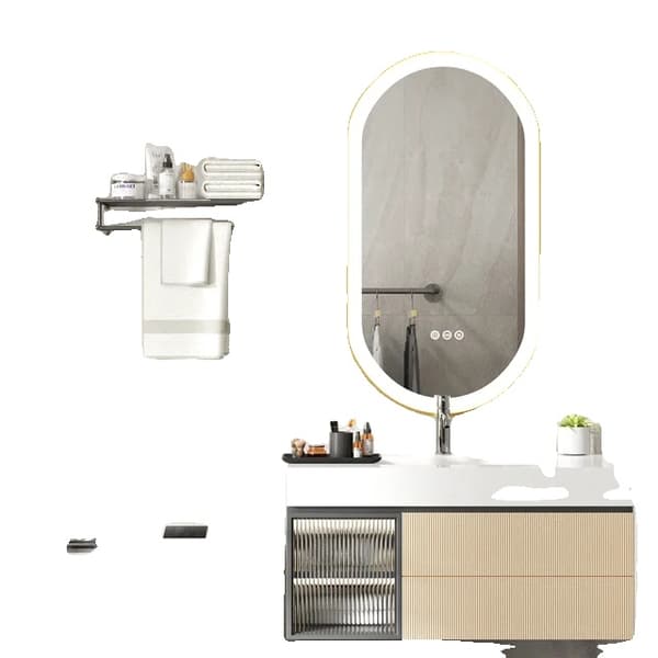 Badrumsspegel, oval design, LED-belysning, 100X50CM (40x20tum)