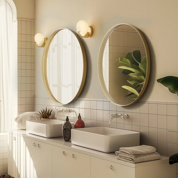 Oval Väggspegel, Guld Aluminiumram, Modern Design,Guld, 55x76cm