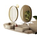 Miniatyrbild 1 av 2: Oval Väggspegel, Guld Aluminiumram, Modern Design,Guld, 55x76cm