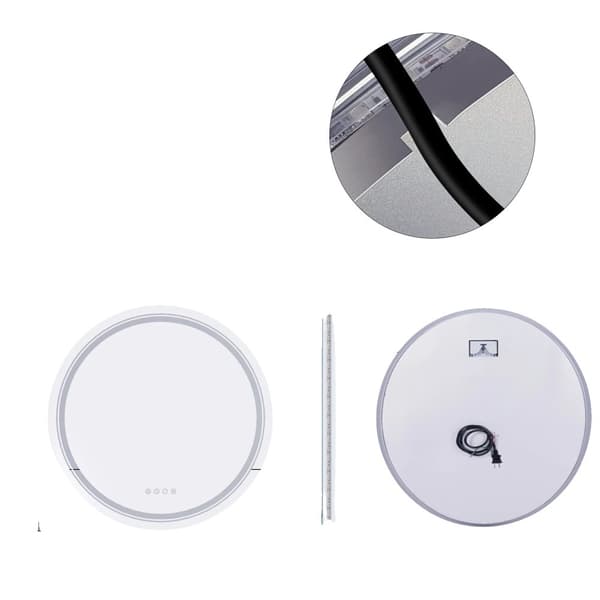 Rund LED Badeværelsesspejl, RGB Baggrundsbelysning, Berøringssensor,23,6x23,6 tommer