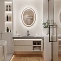 Miniatyrbild 2 av 2: LED Oval Badrumsspegel, Touch Sensor, Anti-Fog, 23,6x31,5 tum,Silver