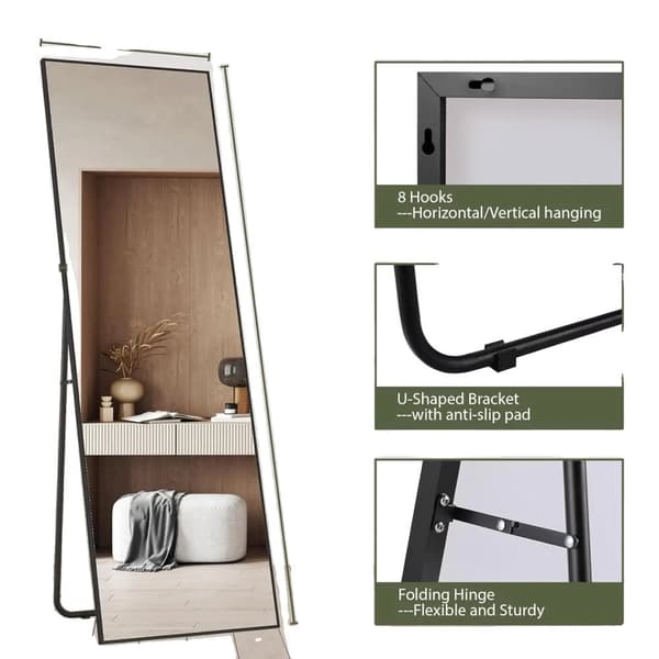 Helspegel i full längd, rektangulär form, modern design,Svart Rätvinklig