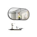 Miniatyrbillede 1 af 2: Oval Sort Spejl, Elegant Design, Ægte Refleksion, Nem Installation,sort