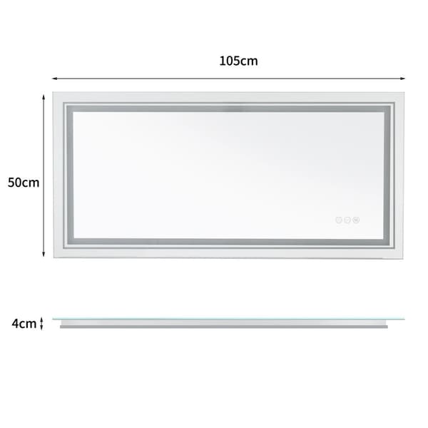 Badrumsspegel, LED-belysning, Dimbar, 41,3x19,7 tum