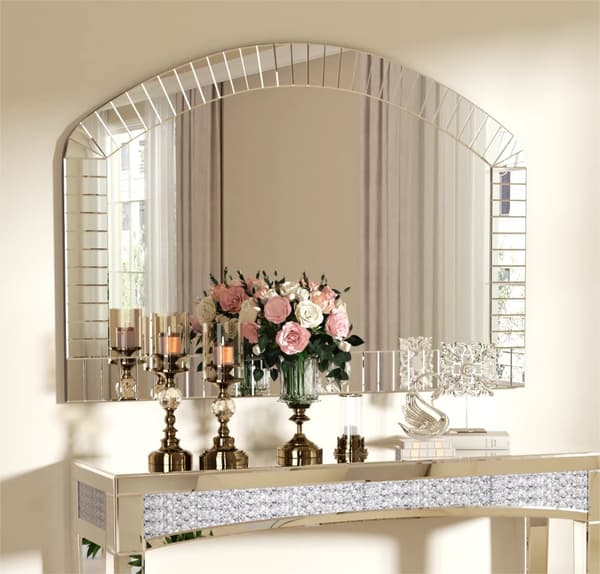 Bågformad Väggspegel, Dekorativ Silverfinish, Storlek 100x70cm,100x70cm, Silver