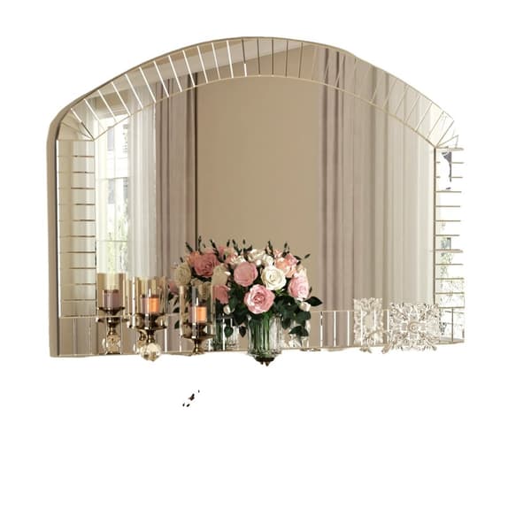 Bågformad Väggspegel, Dekorativ Silverfinish, Storlek 100x70cm,100x70cm, Silver