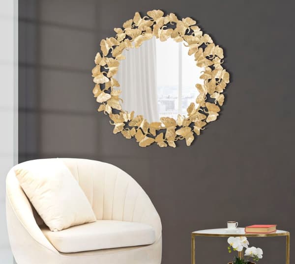 FURNLUX VÄGGSPEGEL BLADGULD 87CM