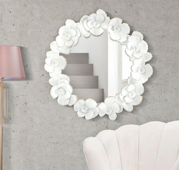 FURNLUX VÄGGSPEGEL BLOMMA VIT 82CM
