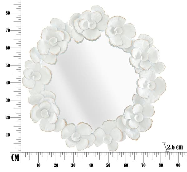 FURNLUX VÄGGSPEGEL BLOMMA VIT 82CM