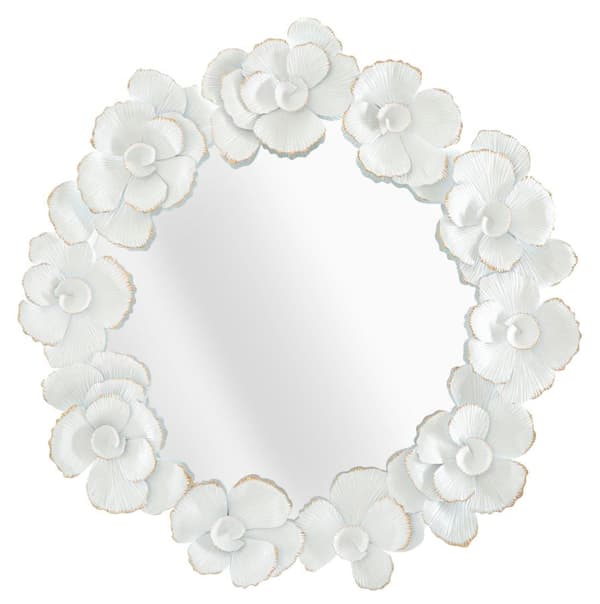 FURNLUX VÄGGSPEGEL BLOMMA VIT 82CM