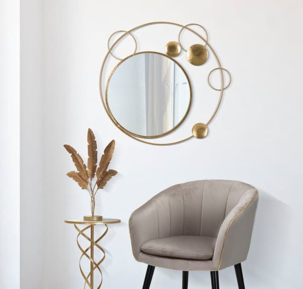 FURNLUX VÄGGSPEGEL PLANET GULD 90CM