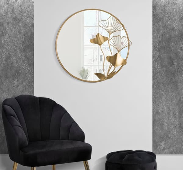 FURNLUX VÄGGSPEGEL BLOMMA GULD 75CM