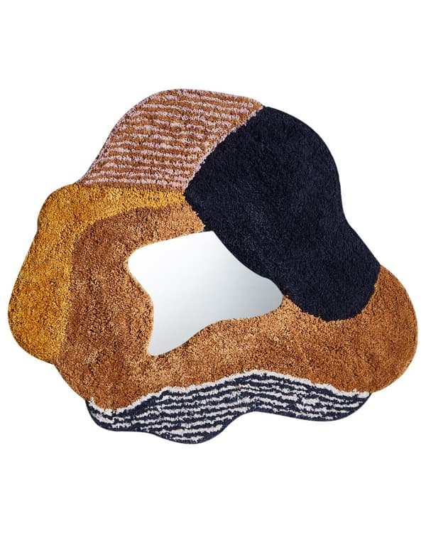 Veggspeil Flerfarget Bomull 60 x 62 cm Uregelmessig form Stofframme Abstrakt design Håndlaget Dekor Interiør