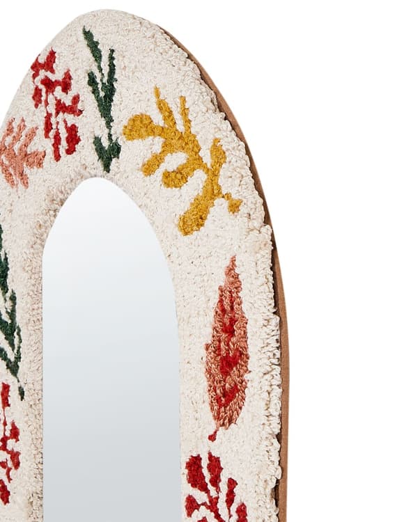 Veggspeil Off-white Bomull 51 x 41 cm Uregelmessig form Stofframme Abstrakt design Håndlaget Dekor Interiør