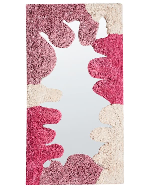 Veggspeil Rosa Bomull 75 x 41 cm Uregelmessig form Stofframme Abstrakt design Håndlaget Dekor Interiør