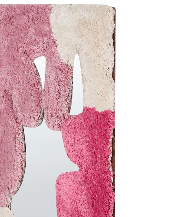 Veggspeil Rosa Bomull 75 x 41 cm Uregelmessig form Stofframme Abstrakt design Håndlaget Dekor Interiør