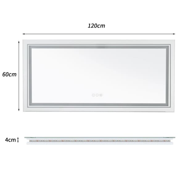 Oplyst LED Badeværelsesspejl, Berøringssensor, Anti-dug, Vandtæt,47.2x23.6 tommer