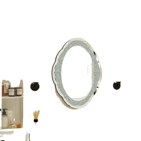 Vægspejl, moderne stil, oval form, spejlfinish,Sølv, 60x80cm
