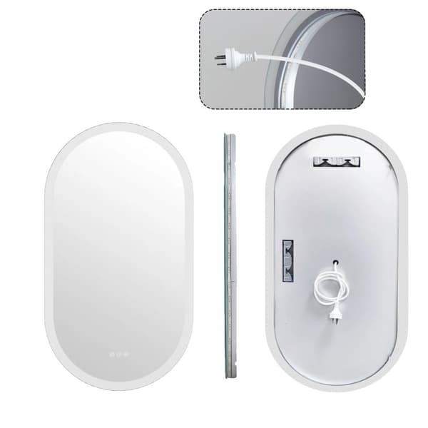 LED Badrumsspegel, Oval Form, Touch Sensor, Anti-Dimma,20x32 tum