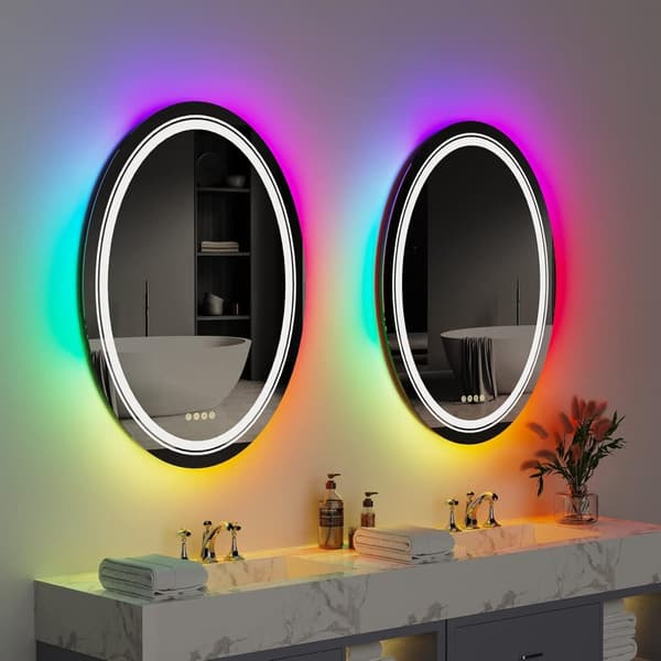 Upplyst LED-badrumsspegel, dimbar oval design, anti-dimfunktion
