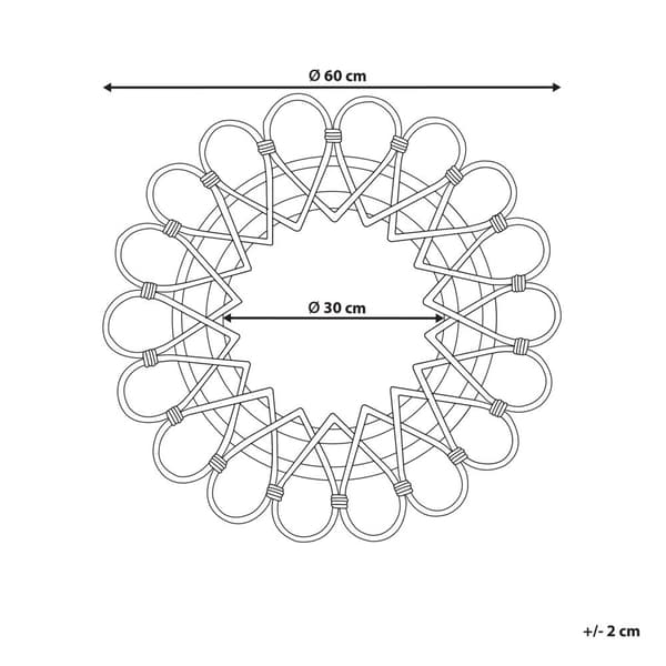 BABAI vægspejl 60 cm 60 cm Naturlig Rattan Lumarko!