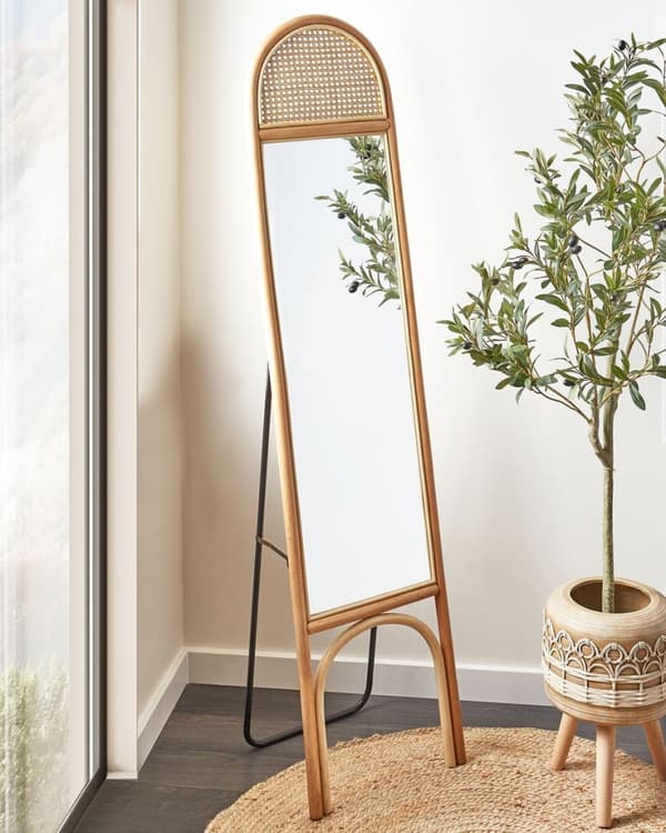Stående spejl BRUSSEY 170 cm Naturlig Rattan Lumarko!