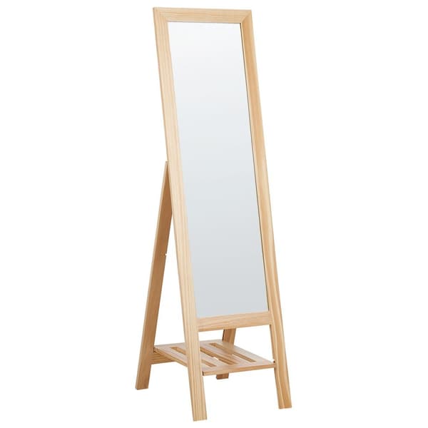 Stående spegel med hyllplan LUISANT 145 cm Trä Ljusbrun Lumarko!