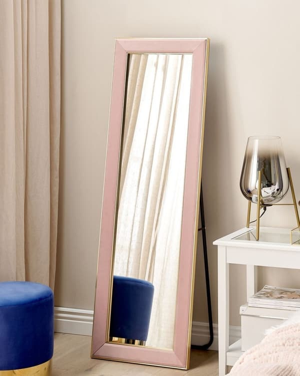 Spegel i sammet 50 x 150 cm rosa LAUTREC Lumarko!