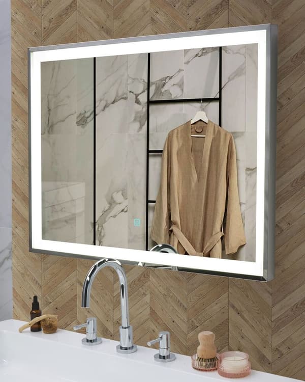 LED badeværelsesspejl ARGENS 80 cm 60 cm Sølv Lumarko!