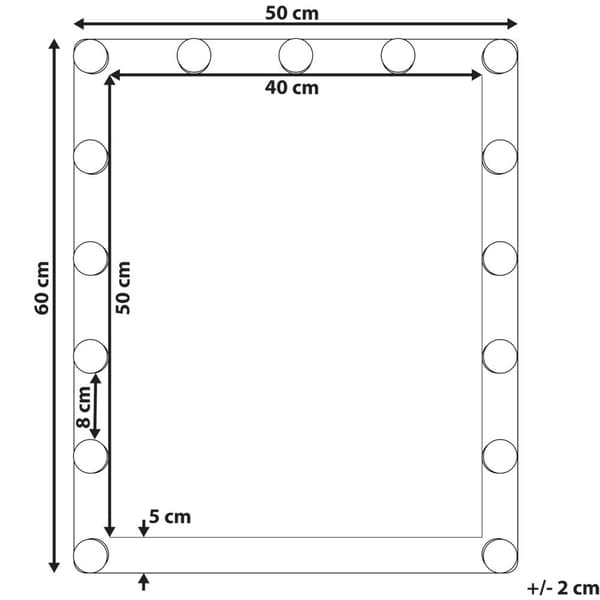 LED-badrumsspegel ODENAS 50 cm 60 cm Vit Lumarko!