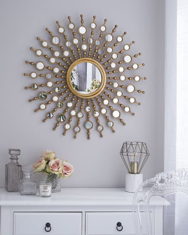 BLOIS vægspejl 70 cm 70 cm Guldmetal Lumarko!