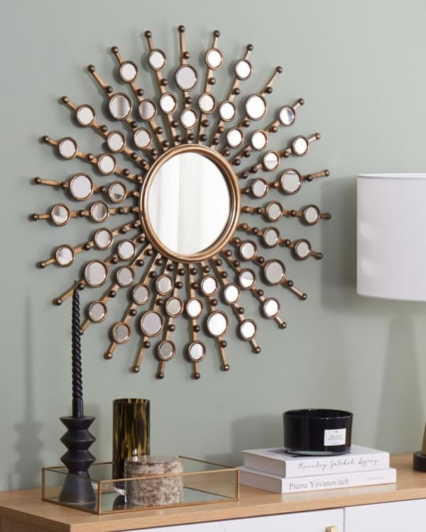 BLOIS vægspejl 70 cm 70 cm Guldmetal Lumarko!