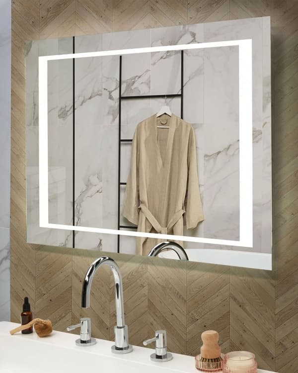 LED badeværelsesspejl EYRE 80 cm 60 cm Sølv Lumarko!