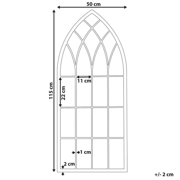 CASSEL vægspejl 50 cm 115 cm Metal Lysegrå Lumarko!