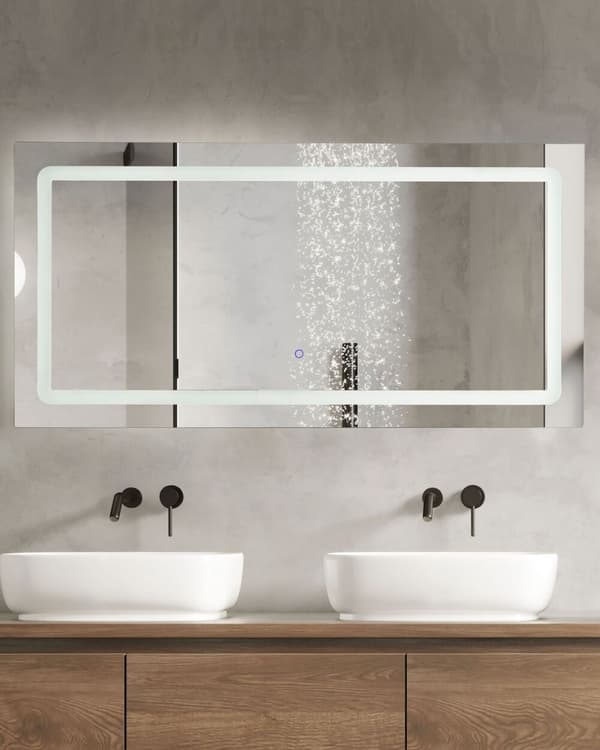 LED-badrumsspegel BENOUVILLE 120 cm 60 cm Silver Lumarko!