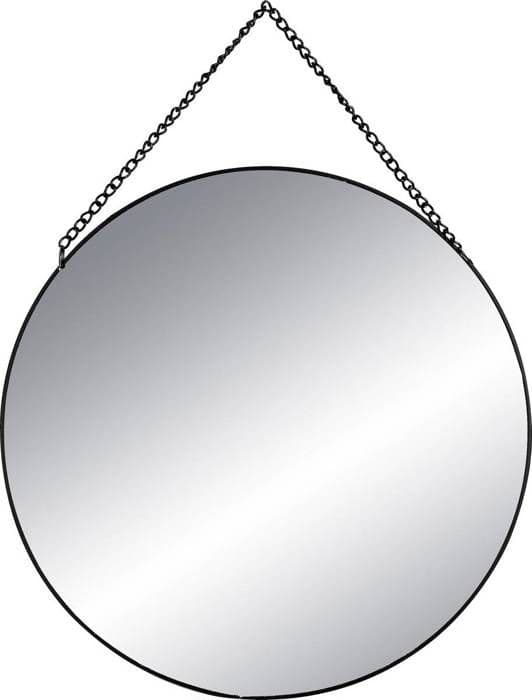 Set med 3 runda speglar i metall och glas - Diameter: 20 / 24 / 29 cm - Svart