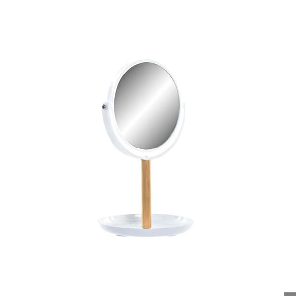 Spegel - DKD Home Decor - Rund - Bambus - Aluminium - Polystyren - Vit/Naturlig