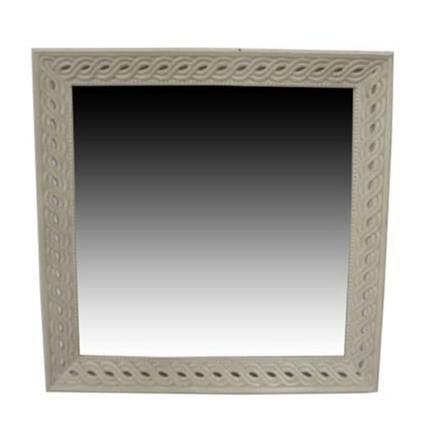 Väggspegel Home ESPRIT Vit Naturell Mangoträ Romantisk 92 x 6 x 92 cm