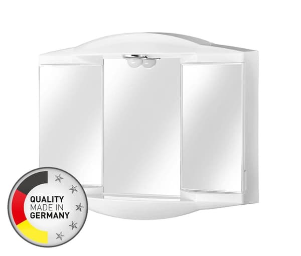 Spejlskab 62x53x18cm med belysning og stikkontakt, hvid plastik Chico GL - Høj kvalitet