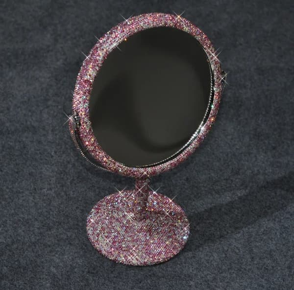 Sminkspegel, Elegant Design, Rotationsfunktion,Rosa, 24x15cm