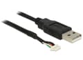Pikkukuva 3 / 5: DeLOCK USB 2.0 A M / 5 pin V5 1.5m, 1,5 m, Musta, 5 pin SMT, USB 2.0 A, Uros/uros