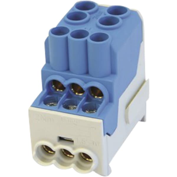 DISTRIBUSJONSBLOKK AL/CU 100A 2x2,5-25/6x1,5-10 Blå