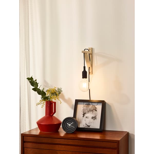 Lucide Fix Vegglampe E27 Tre/Sort