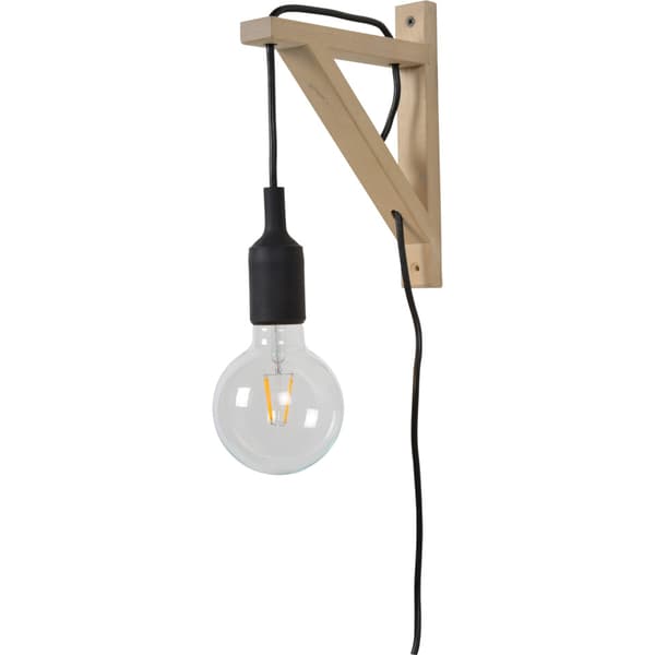 Lucide Fix Vegglampe E27 Tre/Sort
