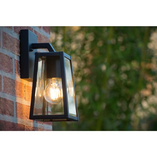 Lucide Matslot Smal Vegglampe E27 IP23 Sort